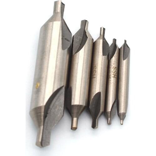 5pcs A-Type Double Ended HSS Center Drill Set Combined Spotting Countersink Bit Mill Lathe 60 Degree