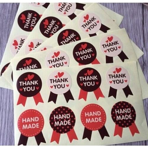 80PCS/lot "HANDMADE+THANK YOU" Kraft paper Sealing sticker Vintage DIY Gifts posted/Baking Decoration package label