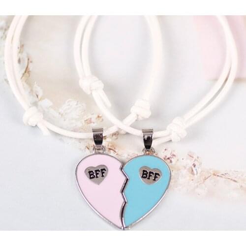 Bohemian Braided Bracelet Fashion Simple Ladies Stitching Heart Shaped Best Friend BFF Pendant Friendship Jewelry Gift 2020