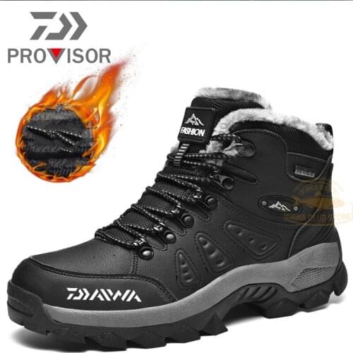 Winter Fishing Boots DAIWA Fishing Shoes Mens Outdoor Sports Warm Fishing Shoes Large Size Winter Snow Non-slip Boots 39-45