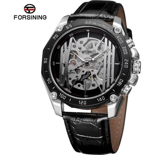 Forsining Luxury Brand Watch Unique Skeleton Automatic Self-winding Fashion Leather Strap High Quality Wristwatch FSG8068M3