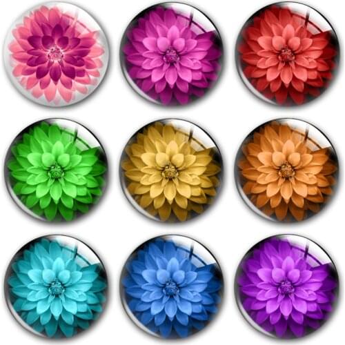 Flower Round Glass Cabochon,Flower of life art Pendant Making Photo Cameo Cabochon Setting Supplies for Jewelry Accessories