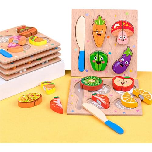 Childrens wooden Velcro Vegetables and Fruits Cut and Cut Music Kitchen Toys Childrens Play House Puzzle Early Education Toys