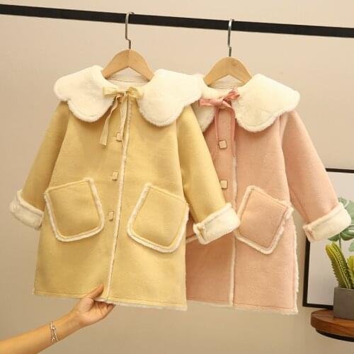 Childrens clothing new autumn and winter 2020 girls mink fur coat childrens foreign style long woolen coat