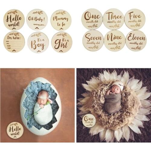 Baby Monthly Wooden Cards Newborn Shower Gifts Sets Milestone Cards Photo Props Q1FE