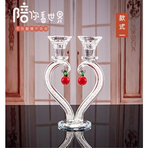 CRYSTAL LOVE CANDLE STAND HOLDERS GLASS CHERRY TREE TABLE LAMP HOLDER CREATIVE HOME DEDICATED WEDDING HOTEL LIVING ROOM DECOR