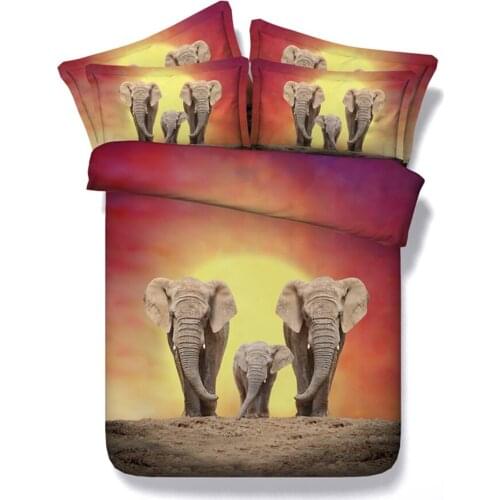 3D Indian Elephant Pattern Bedding Set,4pcs Twin Full Queen King Size Animal Duvet Cover Sets Mandala Bedclothes Bed Sheet Set