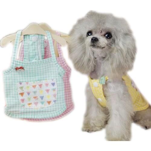 Cute Plaid Cotton Skirt Big Pocket Pet Princess Dress Summer Dog Clothes For Small Dogs Chihuahua Dogs Dresses Costum Ropa Perro