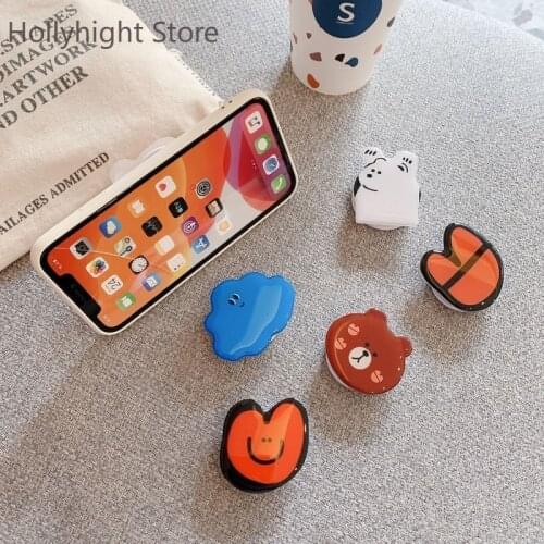 Mobile Phone Bracket Folding Creative Cartoon Lazy Bracket Desktop Retractable Cute Ring Bracket Car Phone Holder Stand