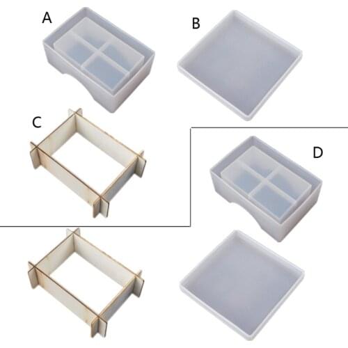 DIY Sqaure Coaster Box Molds Coaster Display Stand Resin Casting Mold Hold Up to 4 Coaster with Holder Epoxy Resin Mould new