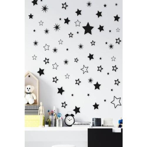 Black Star Wall Sticker 3-4-5 cm 150 Pieces Kids Room Wall Ornaments Stylish Baby Rooms Decoration