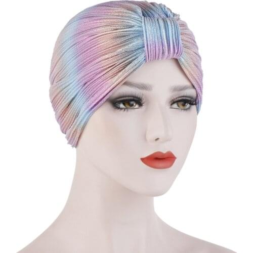 New Fashion Turban Bandana Scarf Women Scarves Fold India Baotou Simple Pure Color Turban Hat Muslims