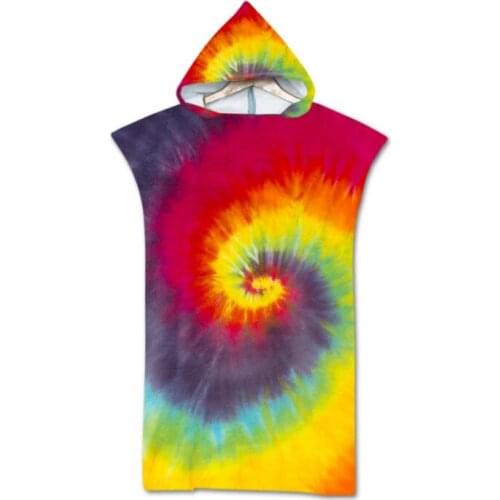 Printed Hooded Cloak Beach Towel Unisex Robes Bath Wearable Towel Fast Drying Beach Spa Surf Microfiber Swimming Bath Towel