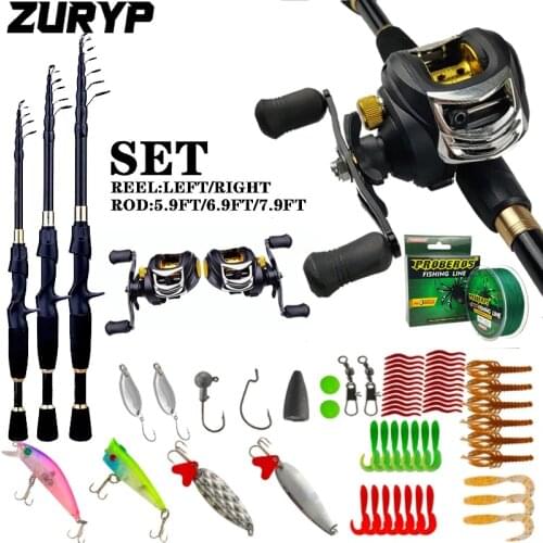 ZURYP 1.8-2.4m Telescopic Casting Fishing Combo Portable Ultralight Rod and 8.1:1 Gear Ratio Fishing Reel Fishing Combo