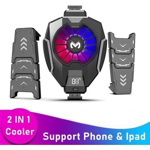 Portable Phone Cooler Semiconductor Universal Radiator RGB Led Smart Temperature Display Mute Cooling Fan Pad For Ipad Tablet