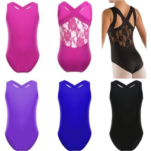 TiaoBug Girls Professional Ballet Leotard Floral Lace Sports Gymnastics Leotard Dress Ballerina Party Kid Dance Costume Bodysuit