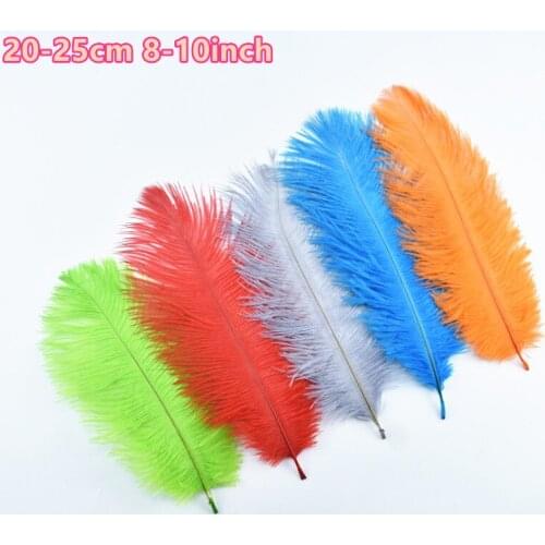 10 Pcs/Lot Colored Ostrich Feather 20-25CM 8-10" White Ostrich Feathers for Crafts Needlework DIY Wedding Accessories Decoration