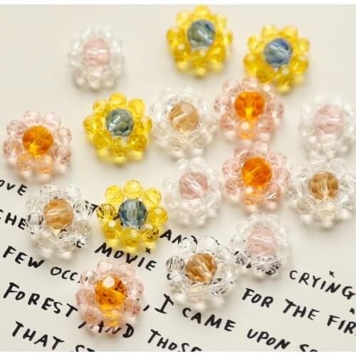 Ins crystal color matching flower earrings DIY jewelry accessories earrings hairpin making kit