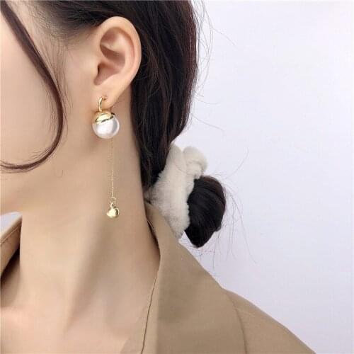 TIMEONLY Temperament Oversize Imitation Pearls Dangle Earings Delicate Jewellery for Women Girls Long Tassels Charm Earrings