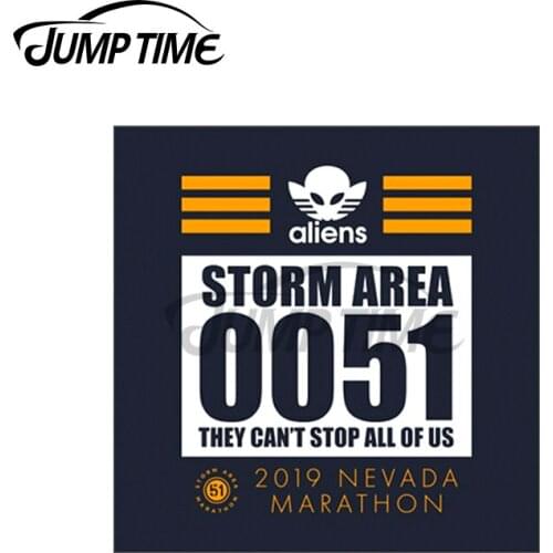 Jump Time 13 x 10cm For AREA51 Meme Funny Car Sticker DIY Decal Waterproof ATV Car Assessoires Occlusion Scratch