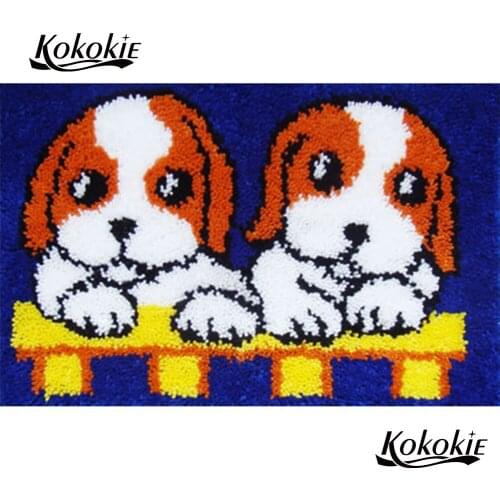 Latch hook diy rug dog printed 3d carpet knooppakket tapijten accessories cartoon embroidery foamy floralkussen knooppakket