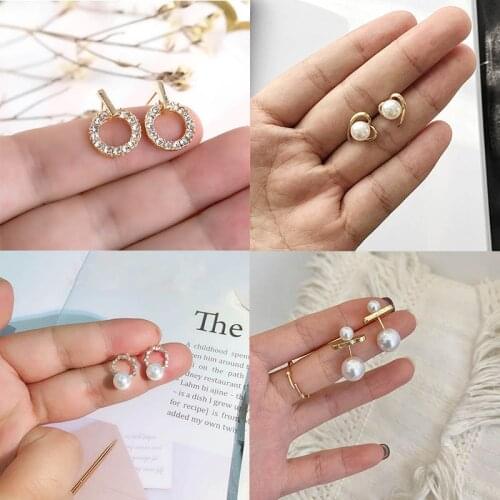 Korean Style Small Earrings Personality Crystal Stud Earrings for Women Mini Butterfly Earrings 2021 trend jewerly women