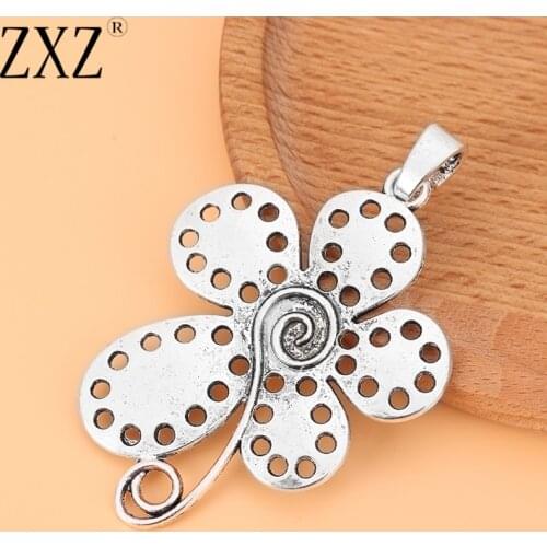 ZXZ 2pcs Large Flower Spiral Design Charms Pendants for Necklace Jewelry Making Findings 78x56mm