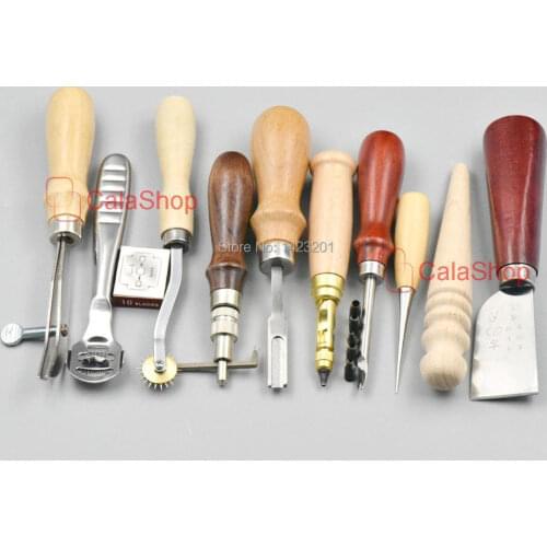 1 Set / Lot 10 style Edge Kit Punch Groover Carving Beveler Slicker AWl Leathercraft DIY Tools
