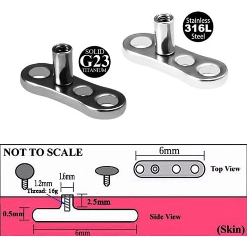 1PC Dermal Anchor Base Piercing Titanium Surgical Steel Skin Diver Surface In Body Implant Micro Retainers Hide-it Body Jewelry