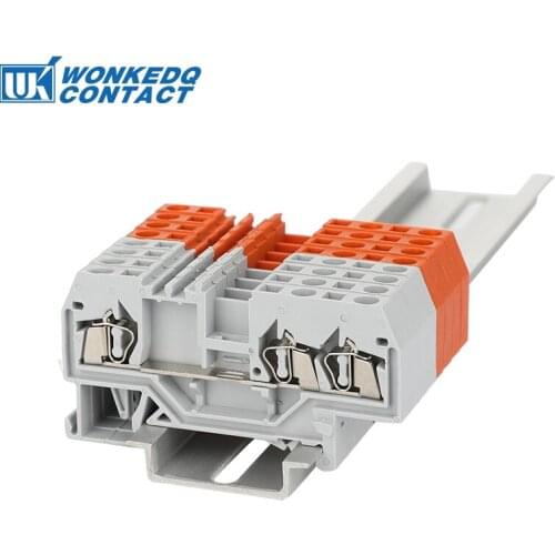 10Pcs 280-681 Connector DIN Mount Spring Cage Connection Terminal Blocks 3 Conductor through