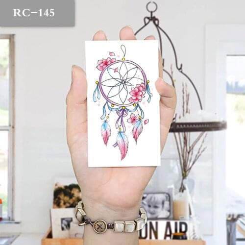 10x6cm Temporary Small Fashion Tattoo Black bar And Feather Dreamcatcher