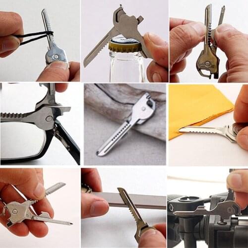 6in1 Stainless Steel Mini Key Ring Key Chain Multi Tool Screwdriver Opener Accessories