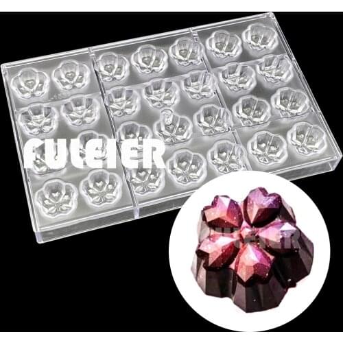Diamond Flower Sakura Polycarbonate Chocolate Candy Mold Baking Mould For Pastry Sweets Bonbon Cake Confectionery Tool Bakeware