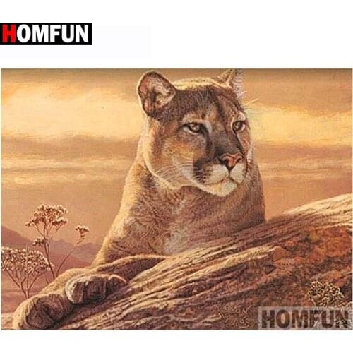 HOMFUN Full Square/Round Drill 5D DIY Diamond Painting "Animal leopard" Embroidery Cross Stitch 5D Home Decor Gift A14411