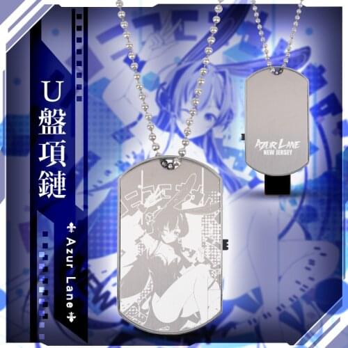 Azur Lane USS NEW JERSEY Bunny Girl Fashion Stainless Steel 64G USB Flash Drive Disk Device Necklace Pendant Chain Accessories