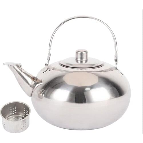 Stainless Steel Tea Pot with Removeable Infuser Non Drip Spout Teapot Silver
