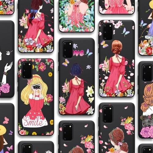 Girl Flower Case for Samsung Galaxy S21 A51 S20 A50 A52 A72 A71 A70 A12 A21S A32 S10 S9 S8 S10e FE Note 20 10 Plus Ultra TPU