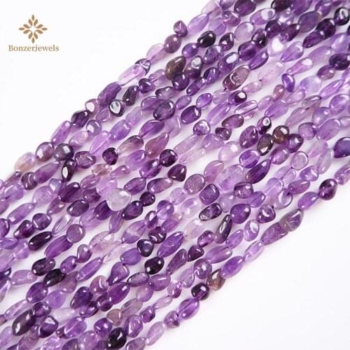 Natural Irregular 6-8MM Purple Amethysts Crystal Stone Loose Spacer Beads For Jewelry Making DIY Bracelet Accessories Earring