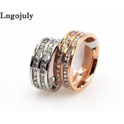 Hot Sale Women Titanium Steel Rings Jewelry Titanium Zirconia Rings For Women Girlfriend Anniversary Wedding Party Jewelry Gifts