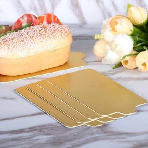 100pcs/set Golden silver Mousse Mat Bottom Foam Cake Base Boards Paper Board Shape Dessert Tray Christmas Cake Decoration Tools