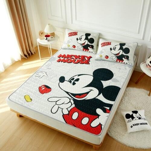 Disney Cartoon Mickey Minnie Mouse latex Bed Mat Ice Silky Summer Rug Carpet Pillowcases for Children Boys Girls Bedroom Decor