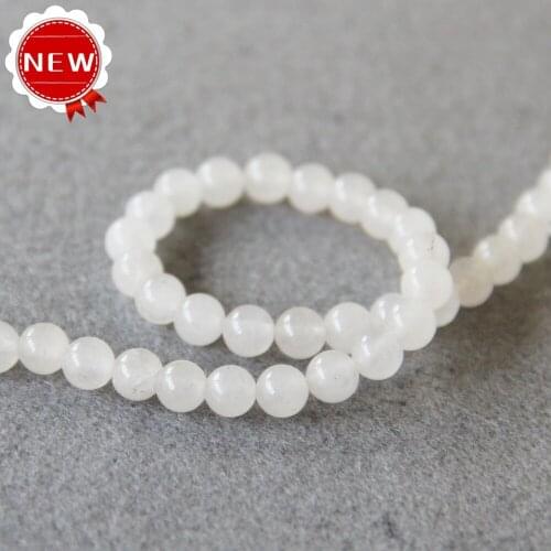 Min Order1) 6mm New Natural White Beads Round Shape Stone Accessory Parts Loose Beads 15inch Jewelry Making Design Wholesale