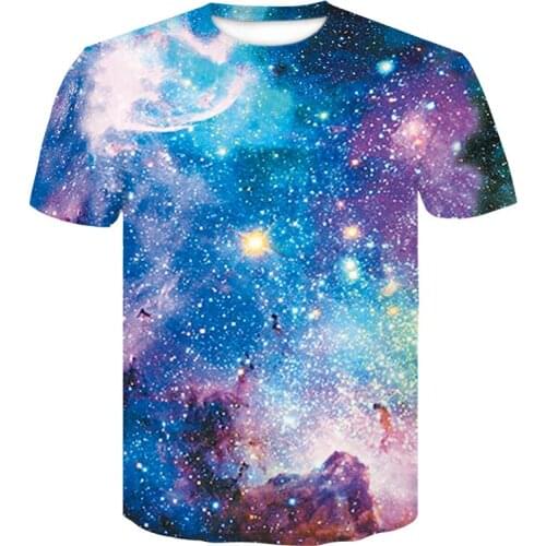 Galaxy print mens t-shirts summer fashion mens and womens casual sports t-shirts street skateboard t-shirts