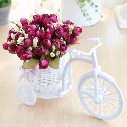 Rose Artificial Flower Rattan Vase Set Home Decoration Gift Wedding Decors