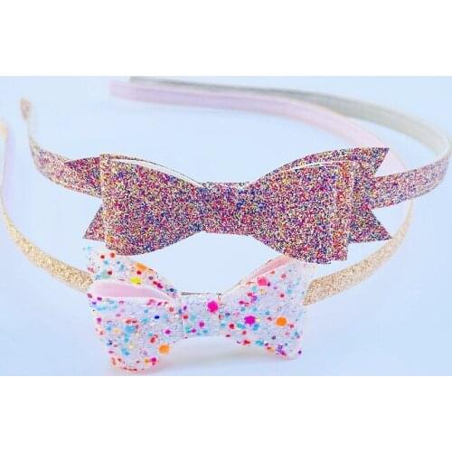 Wholesale Boutique 10pcs Fashion Glitter Bow Hairbands Cute Bowknot Hard Headbands Princess Headwear Girls Hair Accessories