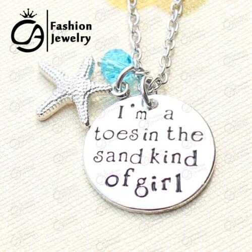I am a toes in the sand kind of girl Charm Necklace Beach Girl Gift Beach Necklace Jewelry For Summer 10Pcs/Lot #LN1280