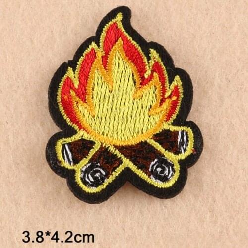 Bonfire Campfire Iron On Patch Embroidered Embroidery Clothes Patch For Clothing Clothes Stickers Garment Apparel Accessories