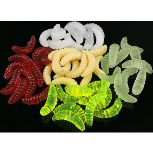 POETRYYI Fishing Lures Soft Lure Baits Smell Worms Glow Shrimps Tackle Soft Baits Lifelike Fishy Smell Lures 2cm 0.3g 10pcs/lot