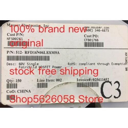 RFD16N06LESM9A TO-252 100% brand new in stock 50PCS/LOT