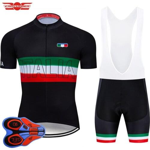 Crossrider 2020 Team ITALIA Cycling Jersey 9D bib Set MTB Bike Clothing Breathable Bicycle Clothes Mens Short Maillot Culotte
